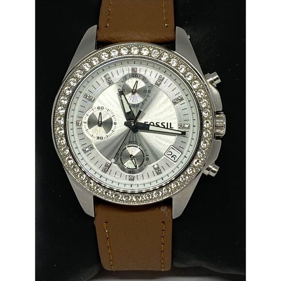 Fossil ES2681 Women's Brown Leather Analog Silver Dial Quartz Wrist Watch HK996 - Picture 2 of 12